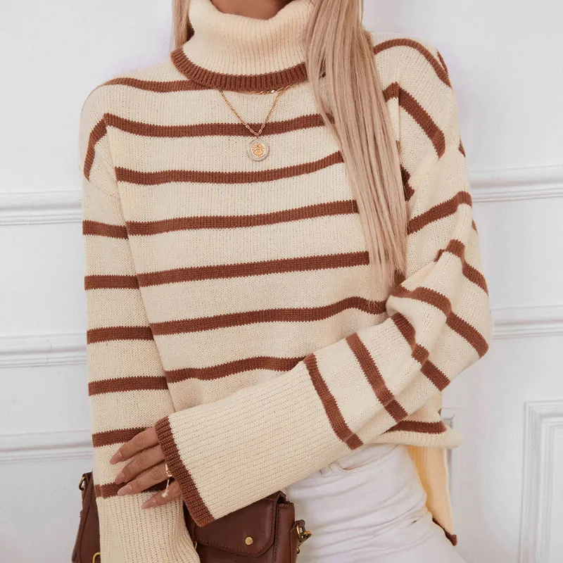 Dieser schicke und stilvolle Pullover ist ein Muss für alle, die in diesem Winter-Wollpullover und hohen Nackenpullover warm und trendig bleiben möchten.