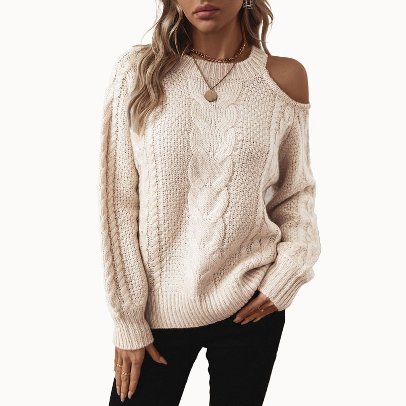 Nackter Schulter -Top -Strickpullover