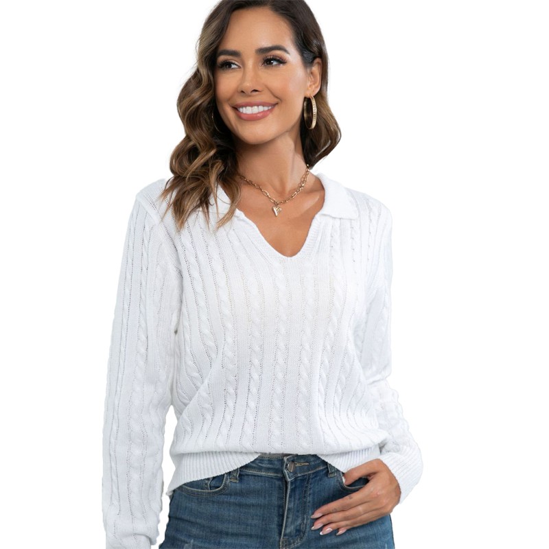 Revers V Hals Twist Women Pullover